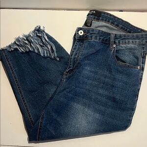 Alivia Ford Cropped High Rise Flare Frayed Hem Jeans 20W